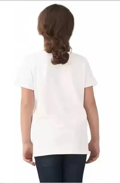 Boys & Girls Printed Polyester Regular T Shirt  (White, Pack of 1)